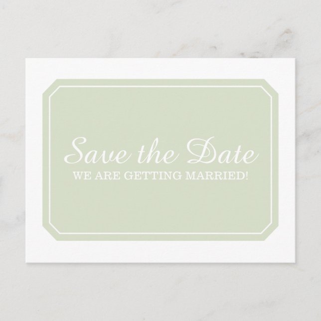 De Anúncio Cartão postal Green Simply Elegant Save the Date (Frente)
