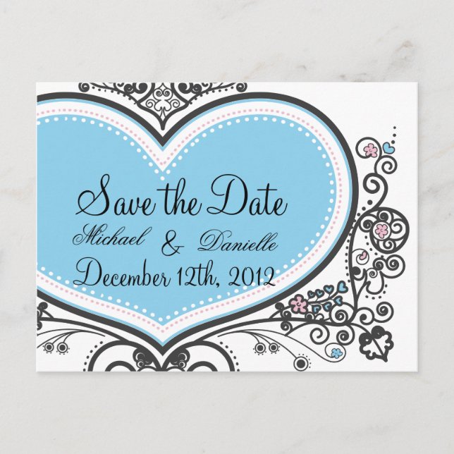 De Anúncio Cartão postal Heart Save the Date (Frente)