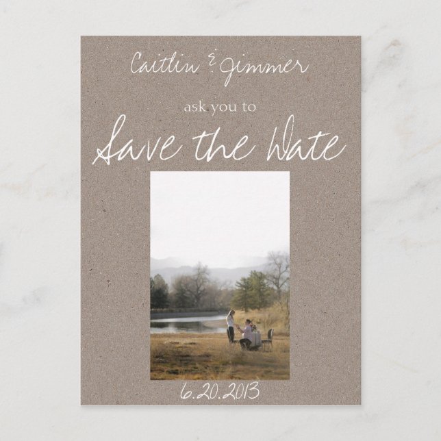 De Anúncio Cartão Postal Kraft Save The Date (Frente)