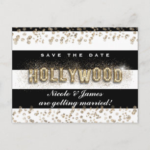 De Anúncio Cartão Postal Listras Preto e Branco Gold Hollywoo