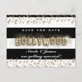 De Anúncio Cartão Postal Listras Preto e Branco Gold Hollywoo