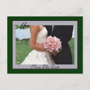 De Anúncio Cartão postal Monogram Green Artistic Save The Dat