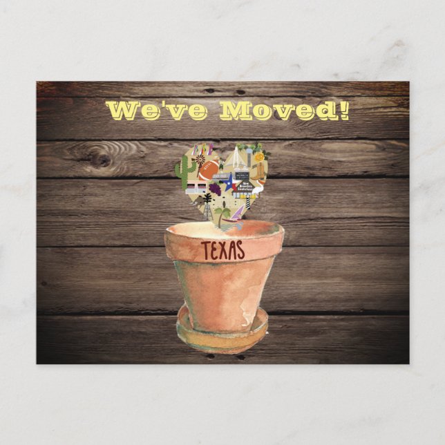 De Anúncio Cartão Postal Mudamos para o Texas (Frente)