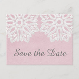 De Anúncio Cartão postal Pink Elegant Lace Save the Date