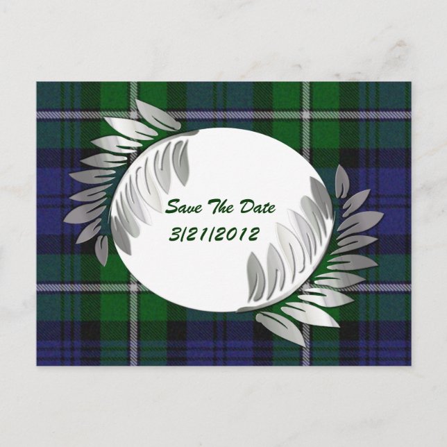 De Anúncio Cartão postal Plaid e Silver Ferns Save The Date (Frente)