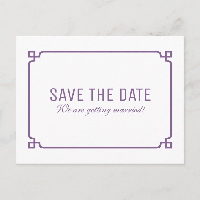 De Anúncio Cartão postal Purple Deco Chic Save the Date (Frente)