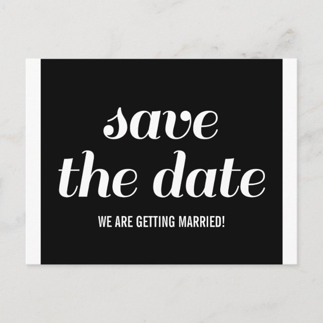 De Anúncio Cartão Postal Save the Date Charm Preto (Frente)