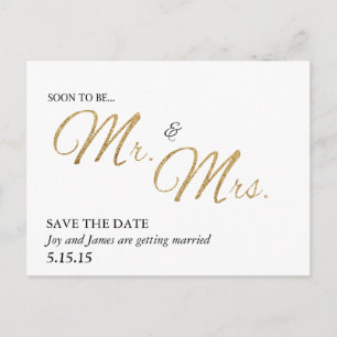 De Anúncio Cartão Postal Save the Date Sr. e Sra. Em Breve
