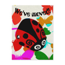 Cartão postal Senhora Joaninha Vermelha e Borbolet