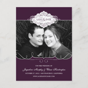 De Anúncio Cartão postal Simply Couture Save The Date - Roxo
