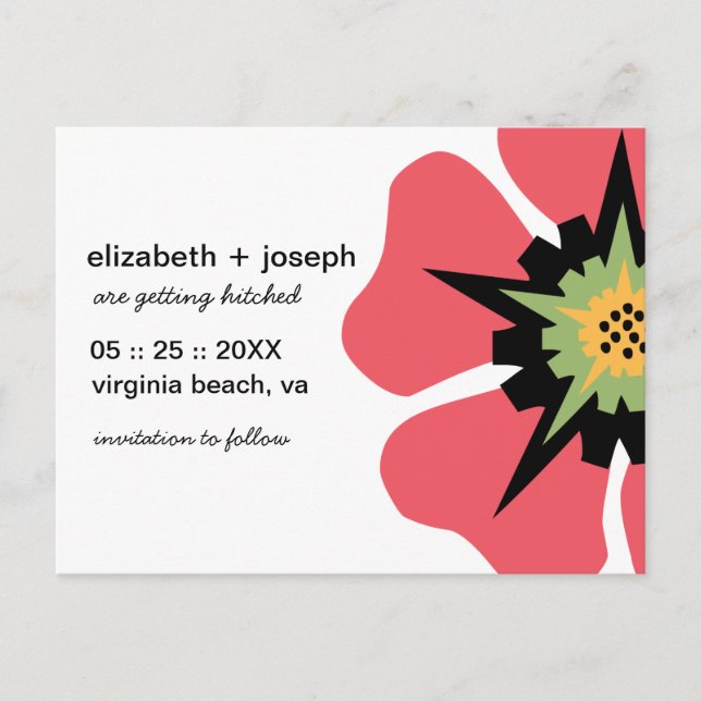 De Anúncio Cartão postal Stylized Pansy SAVE THE DATE (Frente)