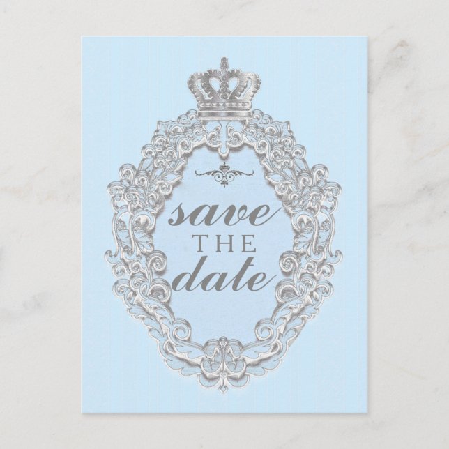 De Anúncio Cartão postal Vintage Blue SAVE DATE (Frente)