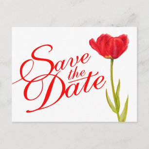 De Anúncio Casamento Salve a data Cartão postal tulipa vermel