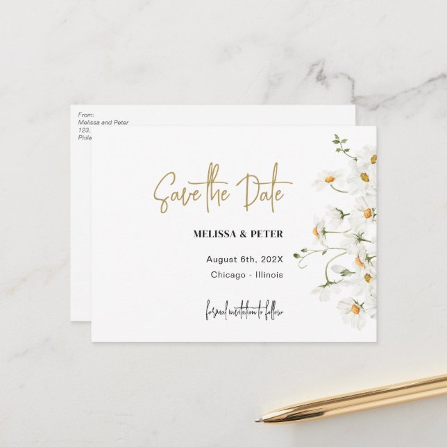 De Anúncio Daisy primavera blooms salve o cartão postal (Frente/Verso In Situ)