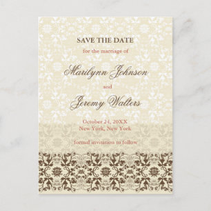 De Anúncio Damask Swirls Lace Café Salve A Data Cartão Postal