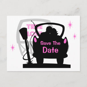 De Anúncio Drive In Newlyweds Salve A Data Do Cartão Postal