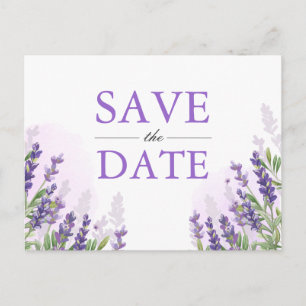 De Anúncio Lavanda Salve a data Cartão postal Roxo Elegante