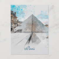 Museu do Louvre Paris Cartão Postal – Aquarela Via