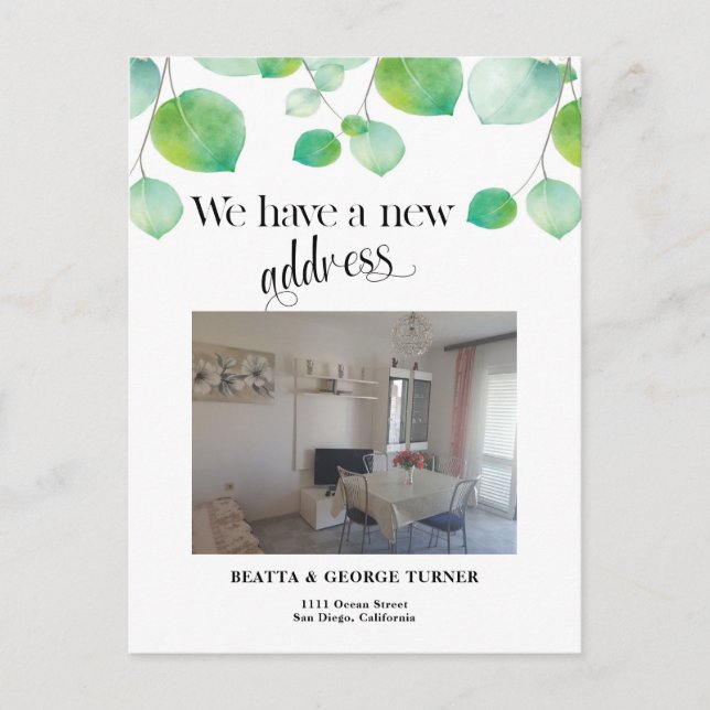 De Anúncio Novo endereço residencial da foto, cartão postal d (Frente)