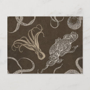 De Anúncio Octopus Vintage Salve a data! cartão postal