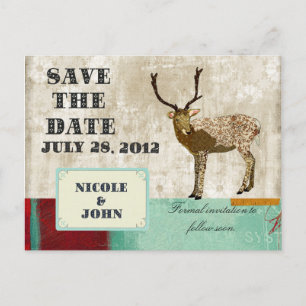 De Anúncio Ornate Buck Save the Date Cartão Postal Vintage