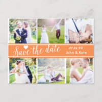 RESERVE A DATA Casamento Laranja 6 Cartão Postal F