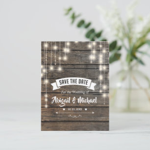 De Anúncio Rustic String Lights Wooden Salva O Cartão Postal 