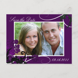 De Anúncio Salvar a data Cartão postal Purple Floral