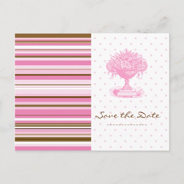 De Anúncio SALVE A DATA, Cartão Postal Pink & Brown Chic (Frente)