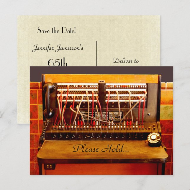 De Anúncio Salve a data do cartão postal do telefone 65º Fest (Frente/Verso)