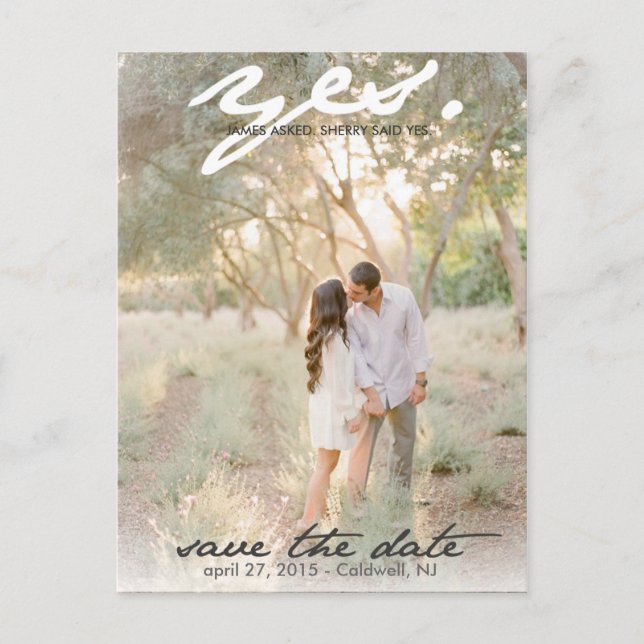 De Anúncio Sim. Cartão Postal Salve A Data (Frente)