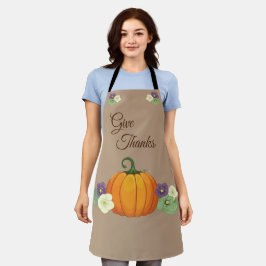 Dê aos Obrigados Pumpkin e Floral Impressão Apron