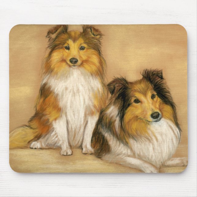 De "arte Mousepad do cão dois Sheepdogs de (Frente)