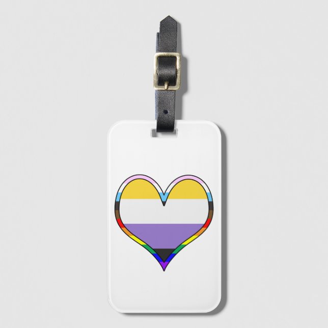 De Bagagem Etiqueta Enby Pride Heart LuBags (Frente Vertical)
