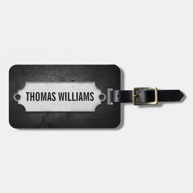De Bagagem Etiqueta Metálica Em Black Slate Rock (Frente Horizontal)