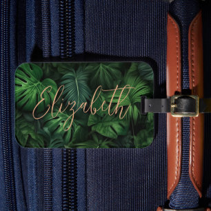 De Bagagem Etiqueta Personalizada Tropical Monstera Nome em L