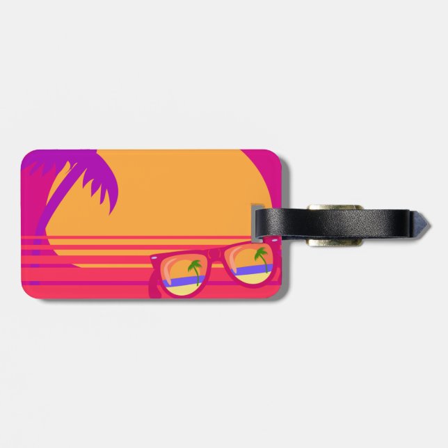 De Bagagem Etiqueta Pinky Sunset e Shades (Traseira Horizontal)