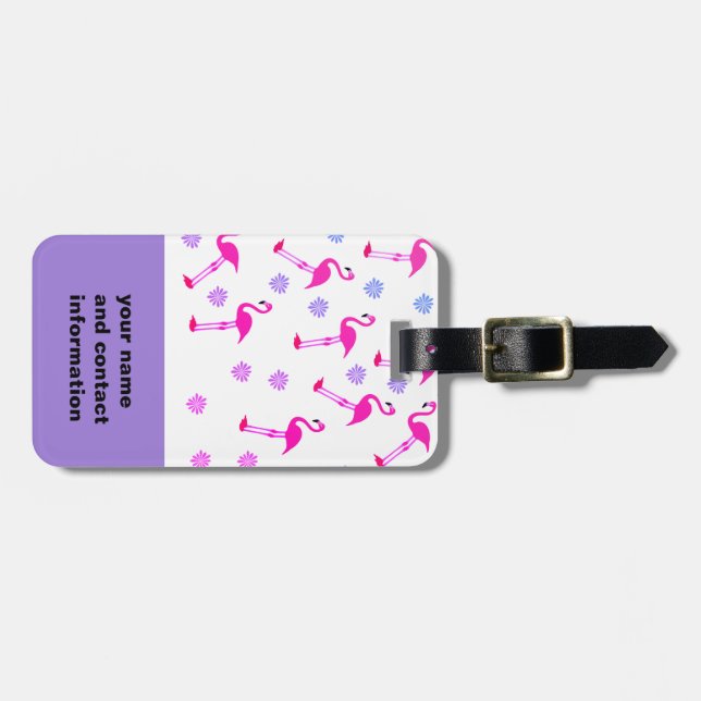 De Bagagem etiqueta rosa, flamingo design personalizada (Frente Horizontal)