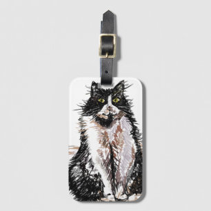 De Bagagem Gato Tuxedo Gatos Divertidos Arte Desenho Etiqueta
