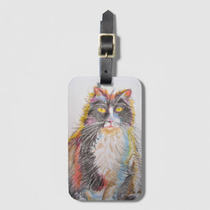 De Bagagem Gato Tuxedo Gatos Engraçados Arte Desenho Etiqueta