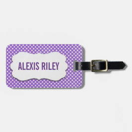 De Bagagem Gingham roxo com etiqueta biselada