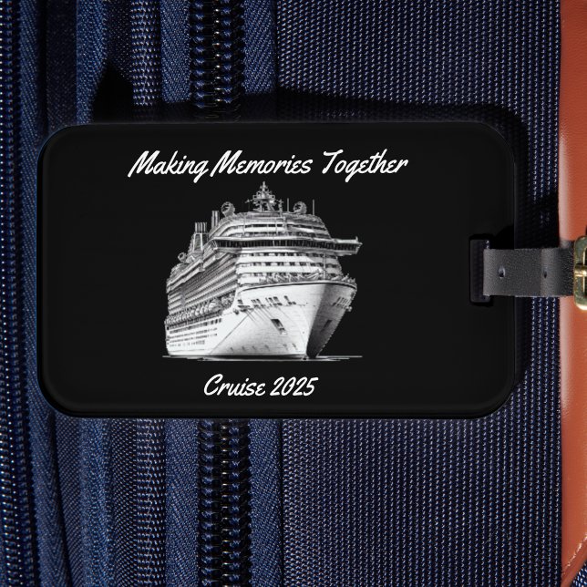 De Bagagem Memórias do Cruzeiro Negro PERSONALIZAR Etiqueta d (Unique Design which can be customized for your Cruise Adventures! Add current year.)
