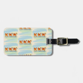 De Bagagem shiba inu fofo caminhando com a etiqueta da bagage