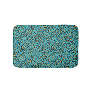 De Banheiro Impressão do leopardo no tapete azul confortável