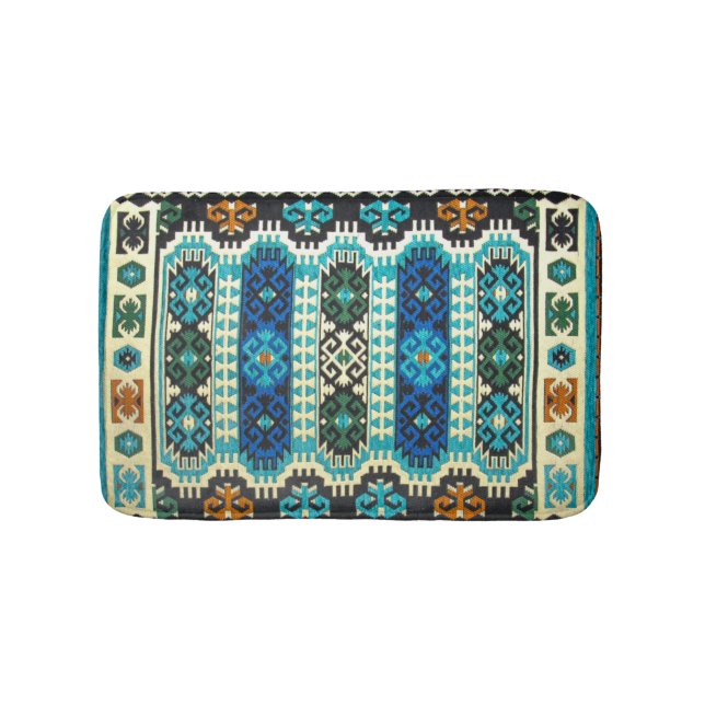 De Banheiro Oriental turco tapete azul verde azul (frente)
