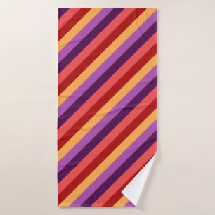 De Banho Cherry Red Violet Stripes Bath Toalha