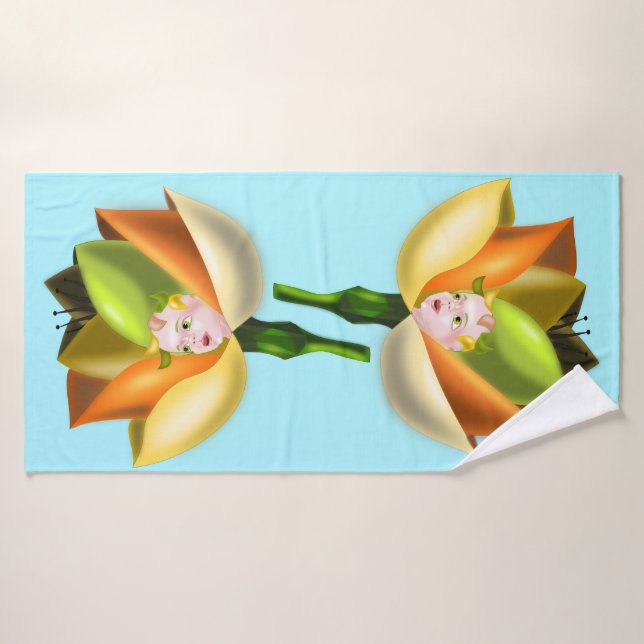 De Banho Toalha Azul Bath Rapariga Flor - Personalizável (Toalha de Banho)