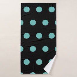 De Banho Toalha bolinhas (Preto e Aqua)