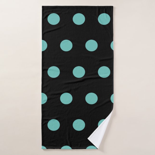 De Banho Toalha bolinhas (Preto e Aqua) (Toalha de Banho)