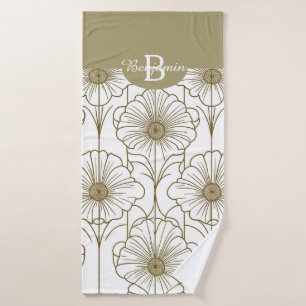 De Banho Toalha Floral Dourada